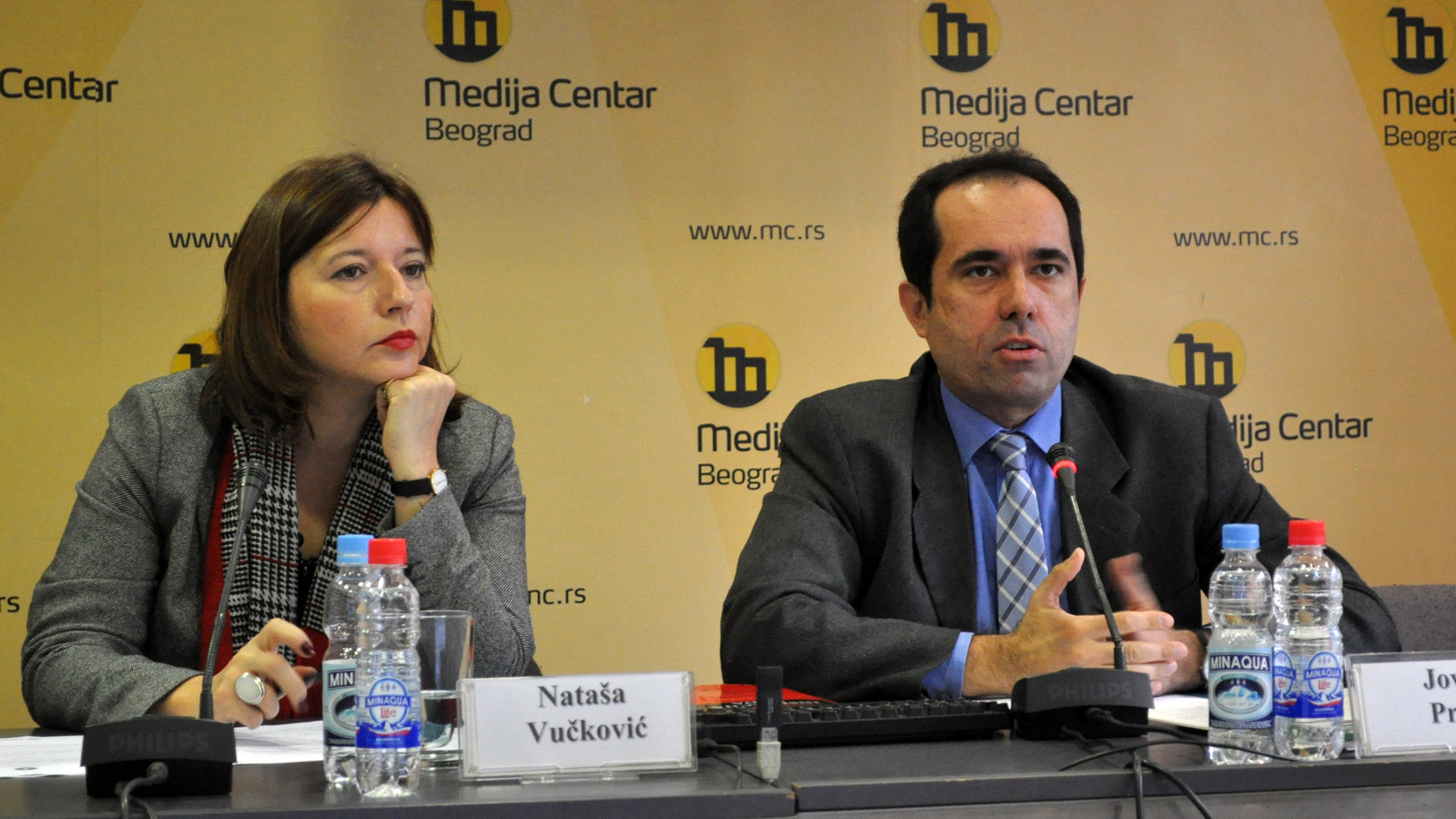 Generalni sekretar Fondacije Centar za demokratiju Nataša Vučković i nacionalni koordinator za Srbiju Međunarodne organizacije rada (MOR) Jovan Protić 