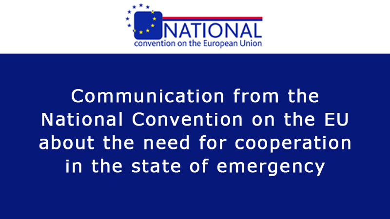 Communication from the National Convention on the EU about the need for cooperation in the state of emergency