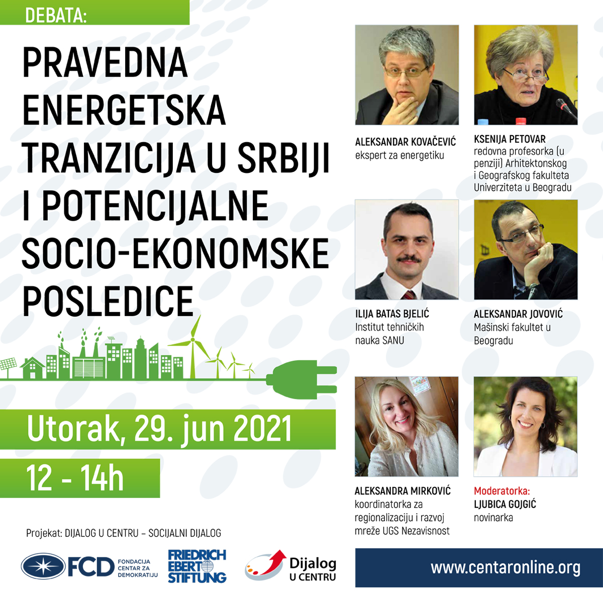 Debata „Pravedna energetska tranzicija u Srbiji i potencijalne socio-ekonomske posledice“ (29.6.2021)
