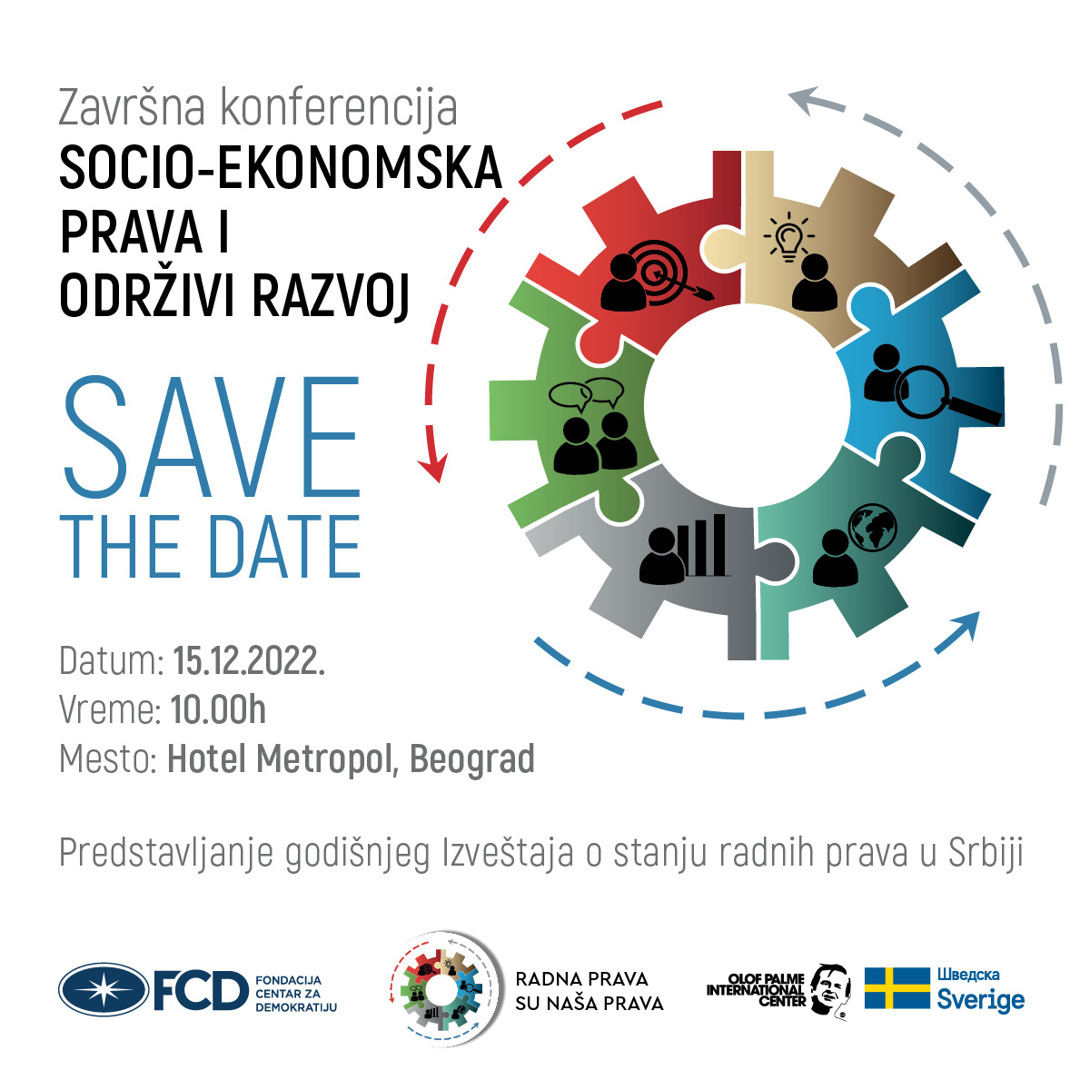 Save the date: 15.12.2022. - Završna konferencija „Socio-ekonomska prava i održivi razvoj“